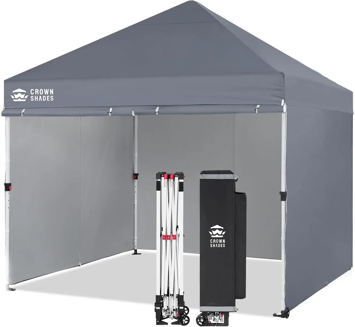 10X10 Commercial Instant Pop Up Canopy, Tall Center, Gray | 400D Fabric, Enhanced CenterLok Tent, Convenient Wheel Bag, 4