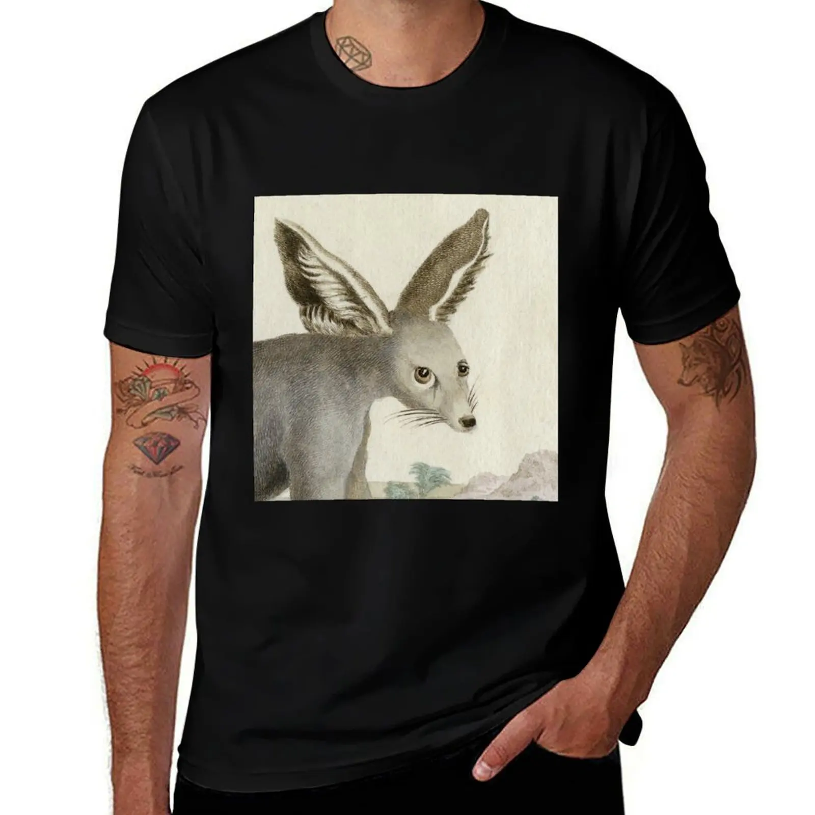 Unknown animal with foxy face and flapping ears T-Shirt Big Size Short Sleeve Tee for Men T-Shirt