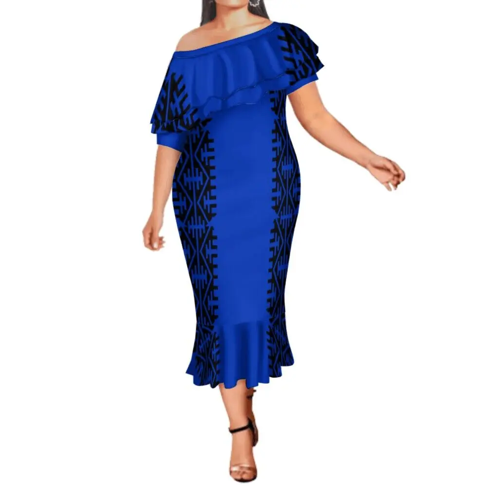 

2023 Summer Women's One-shoulder Fishtail Dress Papua New Guinea Tribal Women's dress plus size 8XL free shipping