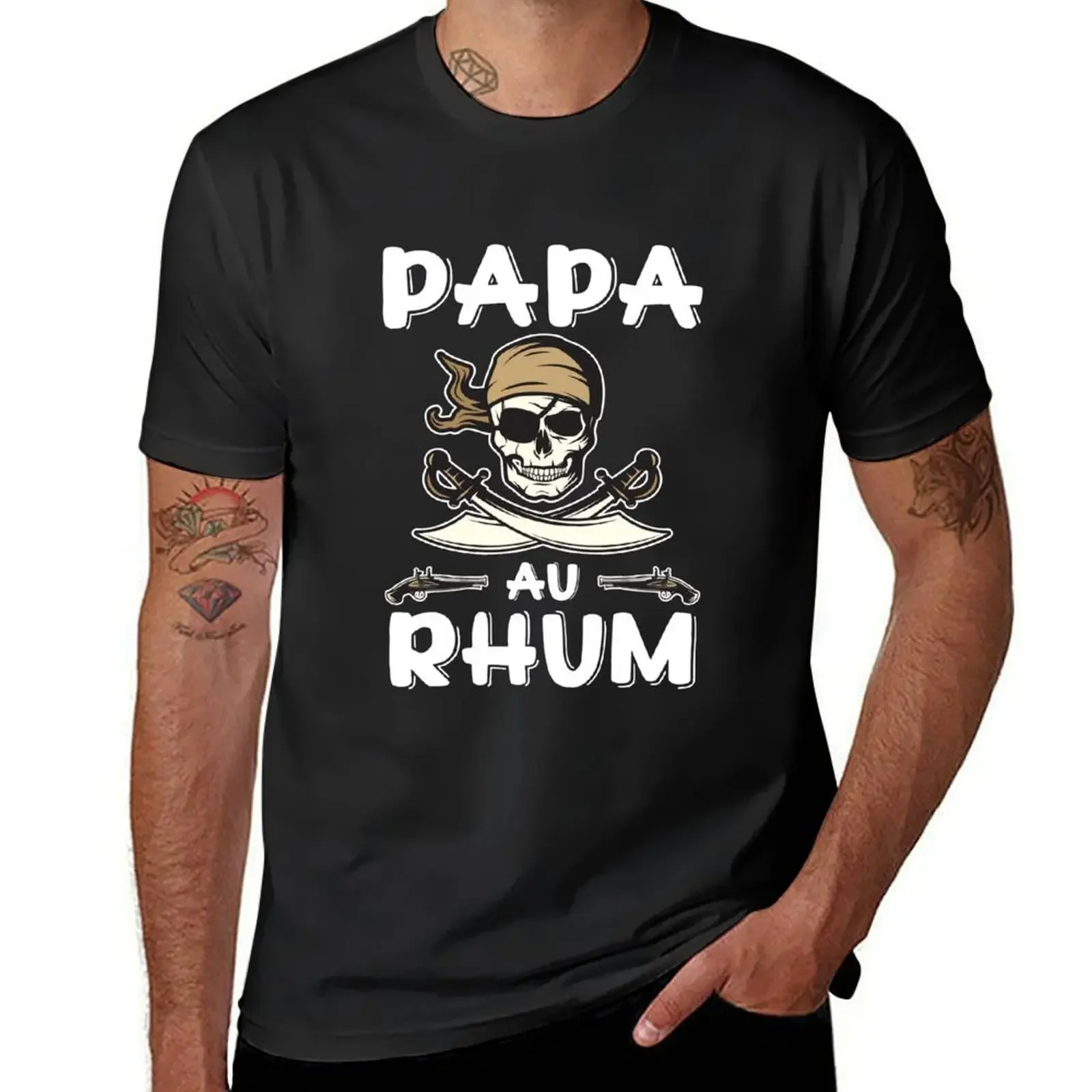 Papa Au Rhum Pirate Cadeau de la Fête des Pères T-Shirt oversized graphic tee quick drying t shirts men