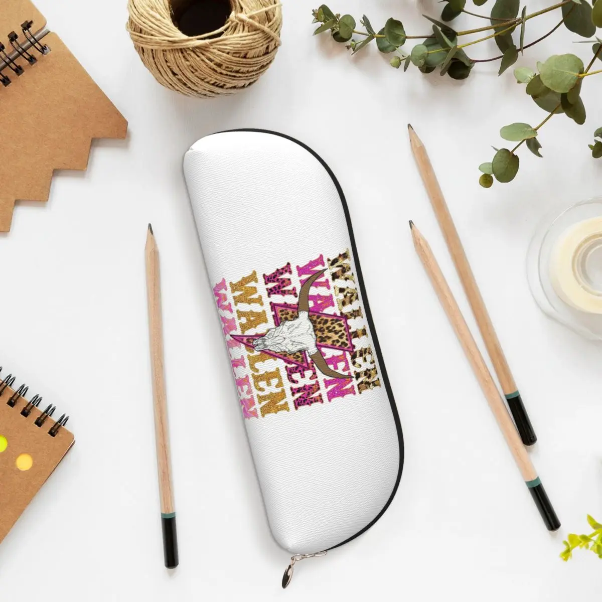 

Morgan Wallen Bull Skull Pencil Cases Pencil Pouch Storage Stationery Supplies Large Storage Pen Box Pencil Bag for Students