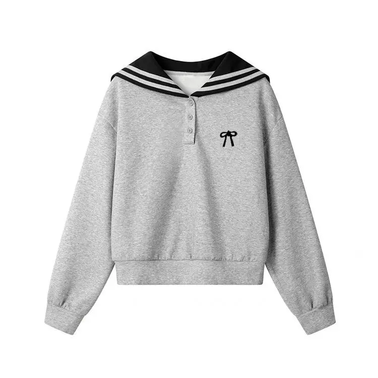 Bild 4: Kawaii Mädchen Sweatshirt Frühling und Herbst Kind Mode Pullover College Stil Kinder Lose Freizeit Navy Leader Tops Student
