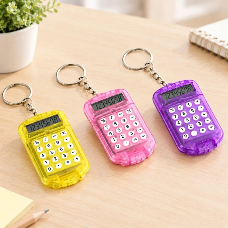 2025 New 3-Pack Small Calculators with Rings, Covers, and Batteries Included