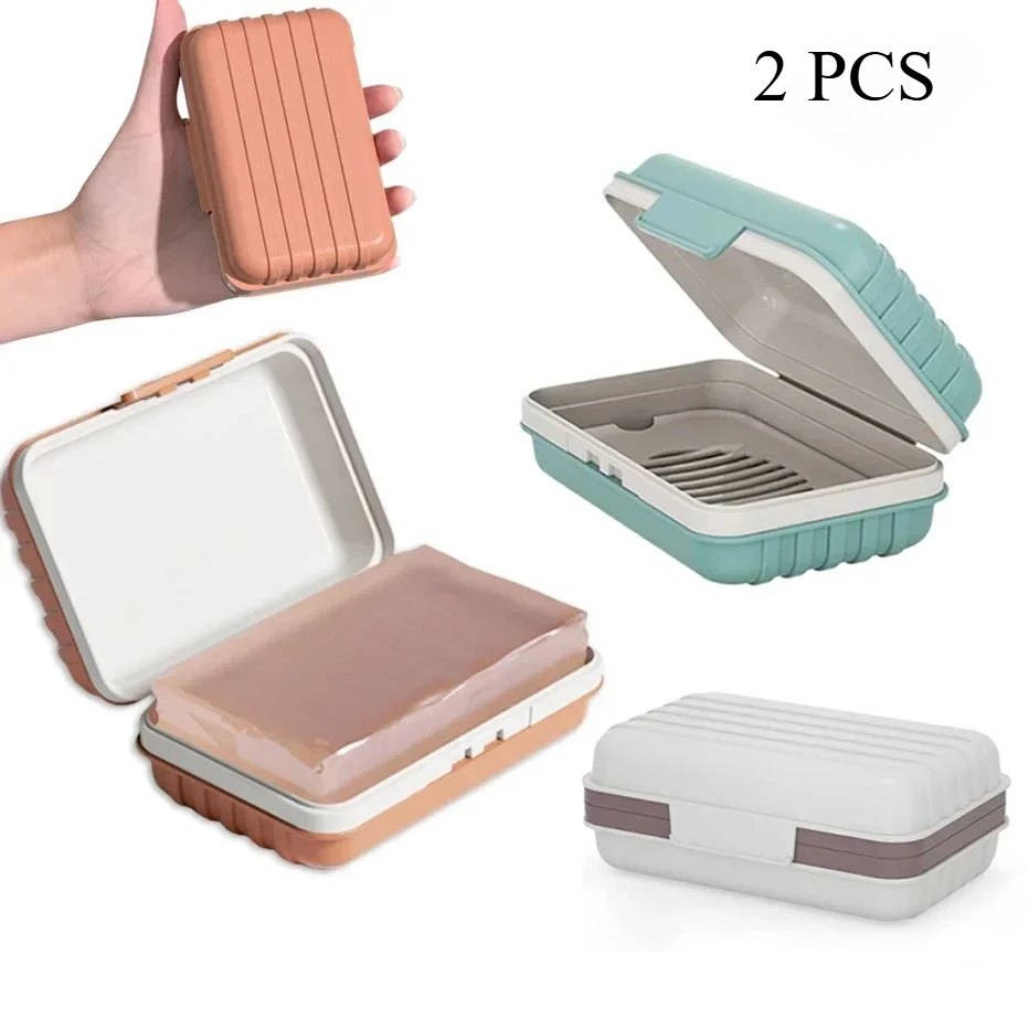 2pcs BathroomSoap Dish With Lid Home PlasticSoap Box KeepsSoap Dry Soap Dish Travel Essentials