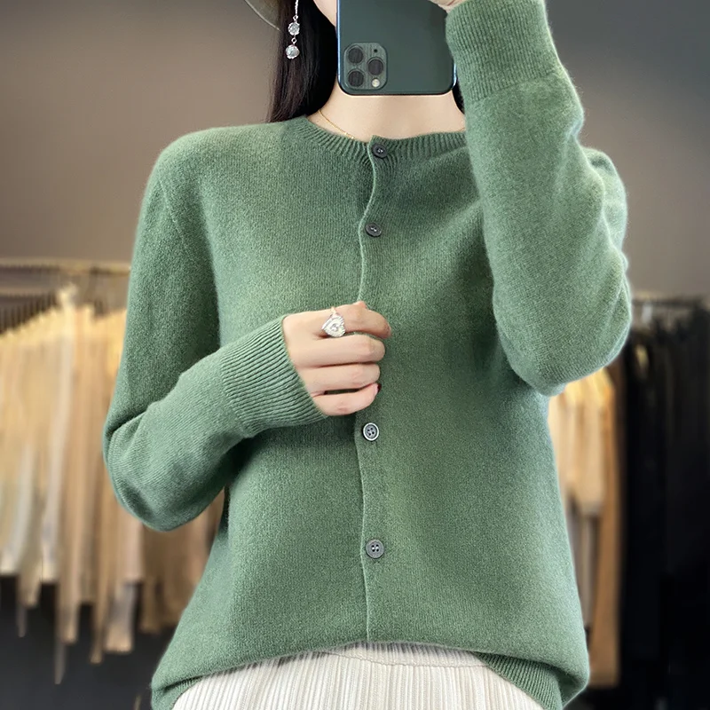 2025 NEU 100 % Merinowolle Pullover Eleganter Kaschmirpullover Damen Florkragen Langarm Strickwaren Basic Kleidung Pullover Tops