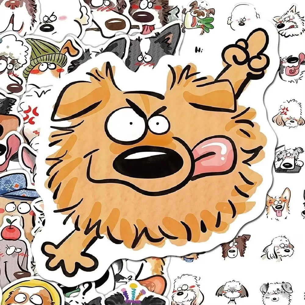 340/68Pcs Hand Drawn Abstract Dog Stickers, Cartoon Line Cute Pet, Funny Ugly-Cute Puppy Face Decals for DIY Decor