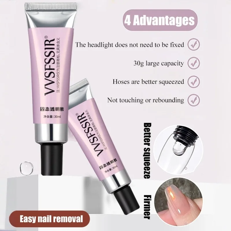 Solid Patch Adhesive Wear Nail Adhesive Gel for Long Lasting Nail Adhesive Nail polish Remover 3 pieces Sets with baking light