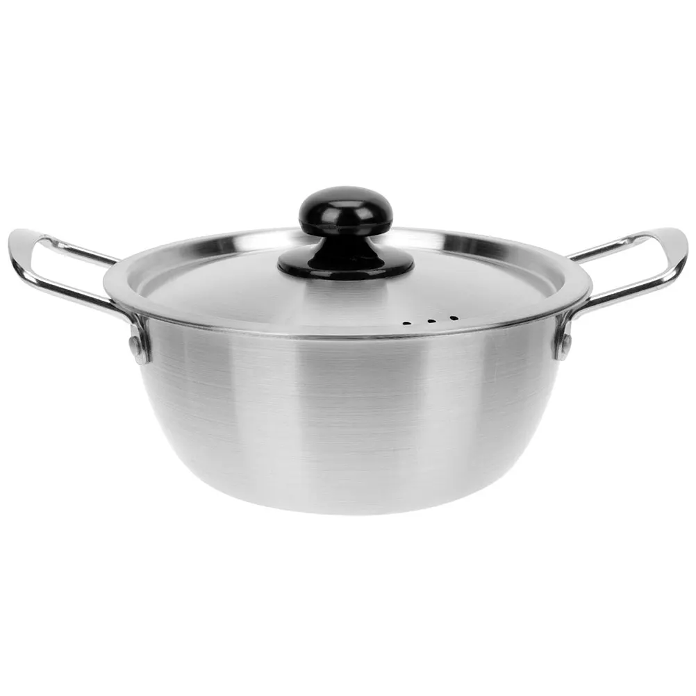 

Lidded Stainless Steel Soup Pot Korean Ramen Cooking Pot Dual Handle Noodle Stockpot Heat Resistant Kitchen Utensil For