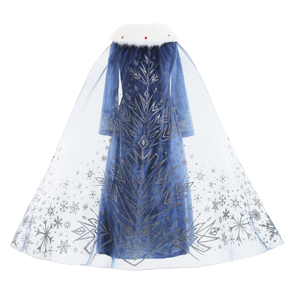 Elsa Dress for Girl Princess Winter Costume Kids Cosplay Evening Long Sleeve Clothes Snow Queen Birthday Party Long Dress