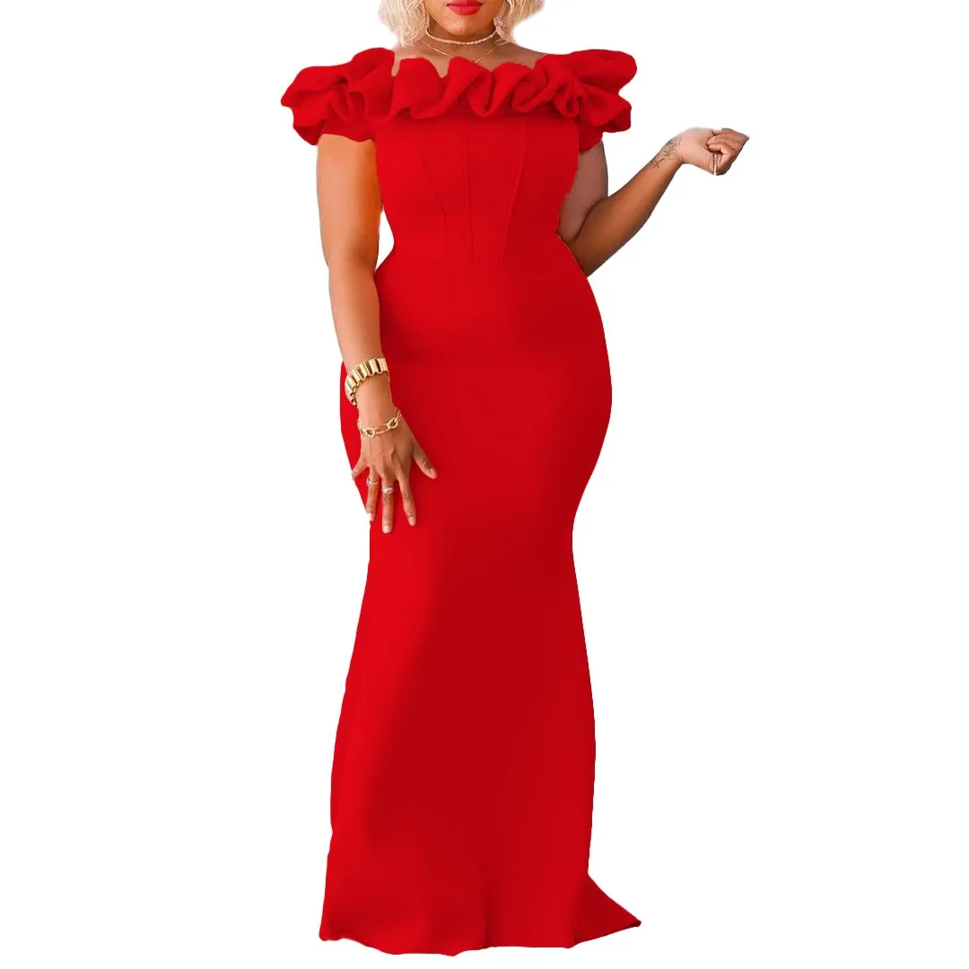 Elegant Party Dress Strapless Long Solid Color Wedding Guest Dresses Off Shoulder Mermaid Skirt Evening Dress Yellow Black Red