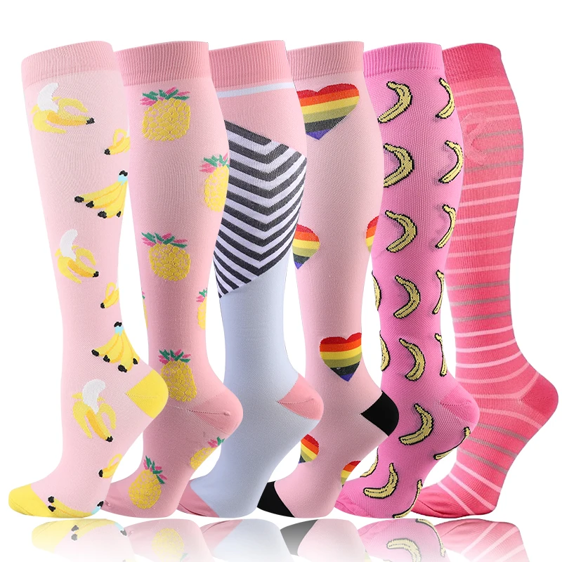 20-30mmHg Compression Varicose Veins Stockings Pink Relief Pain Blood Circulation Promotion Slimming Anti-FatigueSports Socks