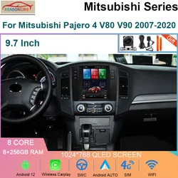 9.7 Inch 8+256GB Car Radio Stereo Multimedia For Mitsubishi Pajero 4 V80 V90 2007-2020 Navigation GPS Video DSP Player