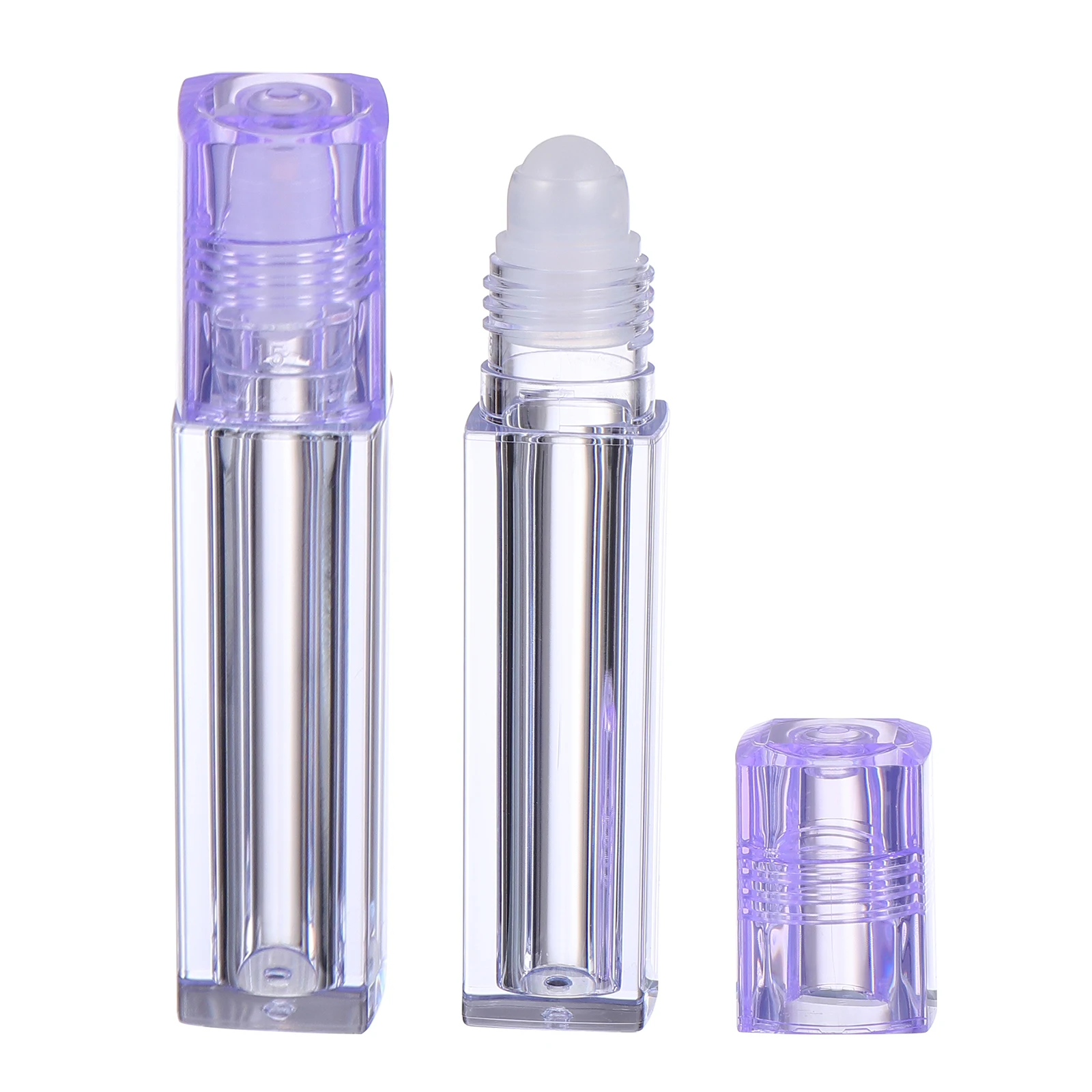 

10pcs Reusable Refillable Roll On Bottles Lip Oil Container Empty Plastic Tube Perfume Vial Square Roller Storage Travel Size