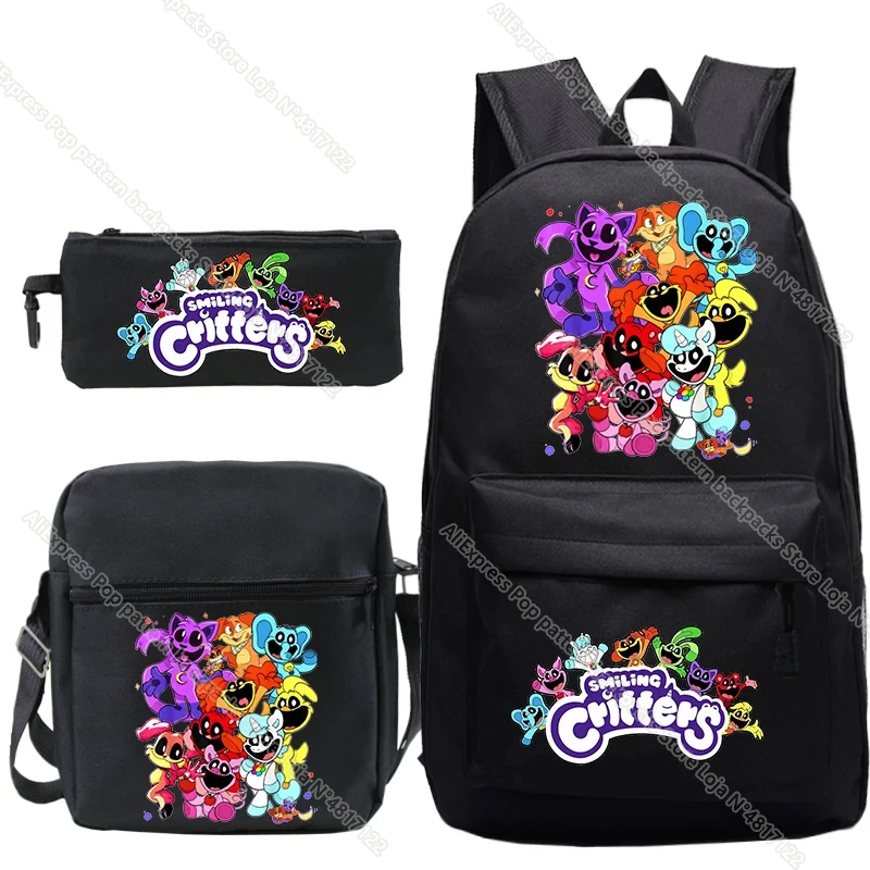 Sac à Dos Smiling Anime Étanche pour Enfants, Cartable Catnap pour Garçons et Bol, Cartable pour Livre, Cadeau pour Enfants, 3Pcs