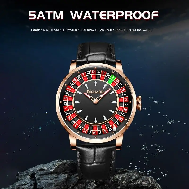 Richard Jacob & Co NH35 Betting Market Mens Mechanical Watches Sapphire Glass Watch Men Top Brands Luxury Wheel Turning Watches