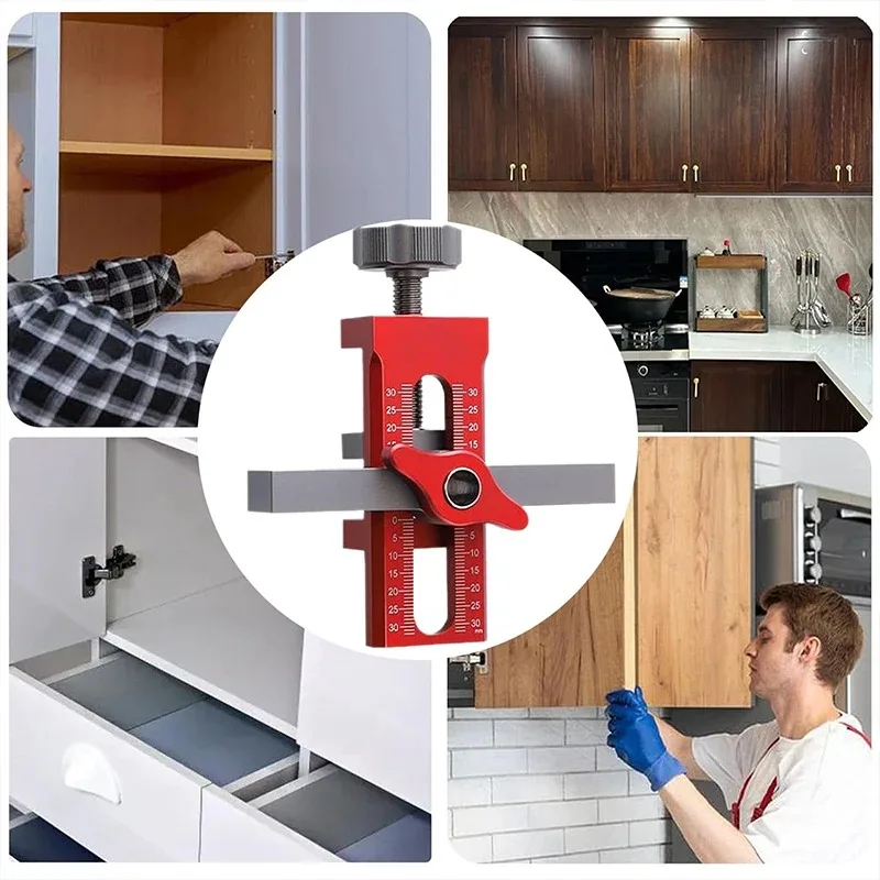 Dispositivo di livellamento rapido per porta dell'armadio Dispositivo di installazione di posizionamento 2in1 Dispositivo di rimbalzo per installazione del pannello della porta Localizzatore di perforazione