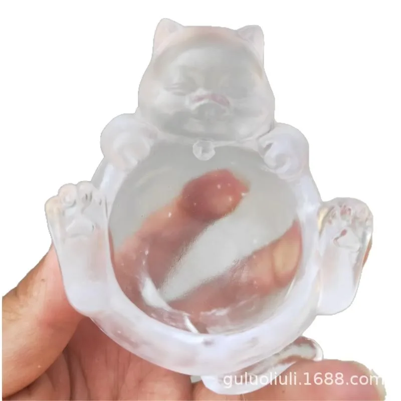 Ancient dewaxing casting glazed cat Yang Yang cup, tea pet tea set