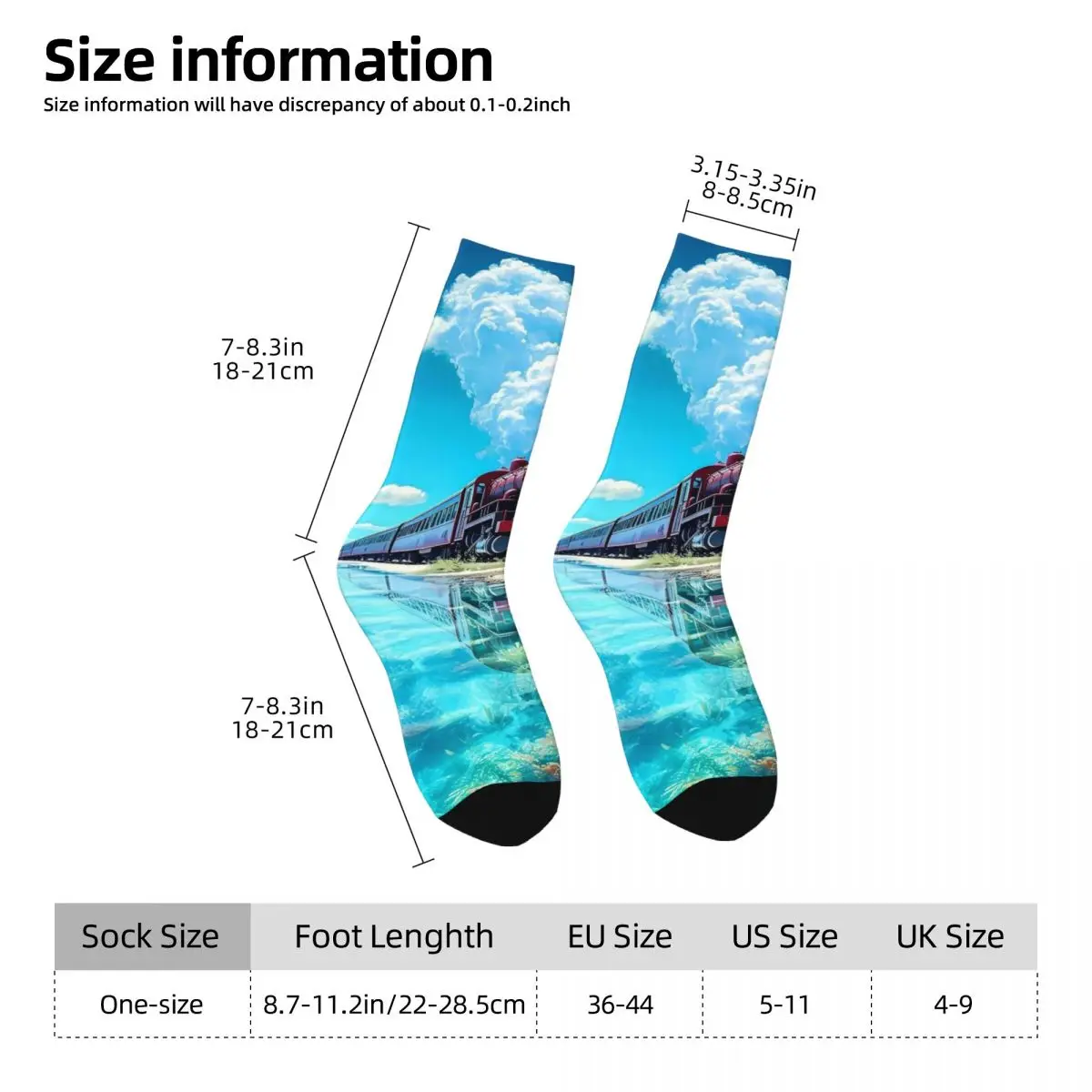 Train Reflects In The River And Water Socks Harajuku High Quality Stockings All Season Long Socks for Man Woman Valentine's Day