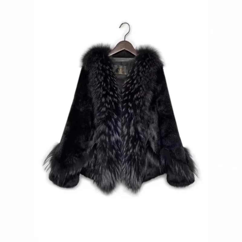 Blouse Outerwear Cardigan Women's Autumn/Winter Fur Patchwork Fashionable Comfortable Casual New Versatile Luxurious Distinctive