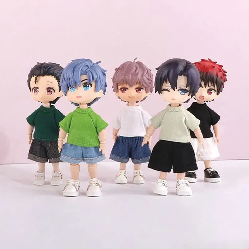 

Ob11 детская одежда, Однотонная футболка, набор 1/12, простая одежда для шарнирной куклы, аксессуары для одежды