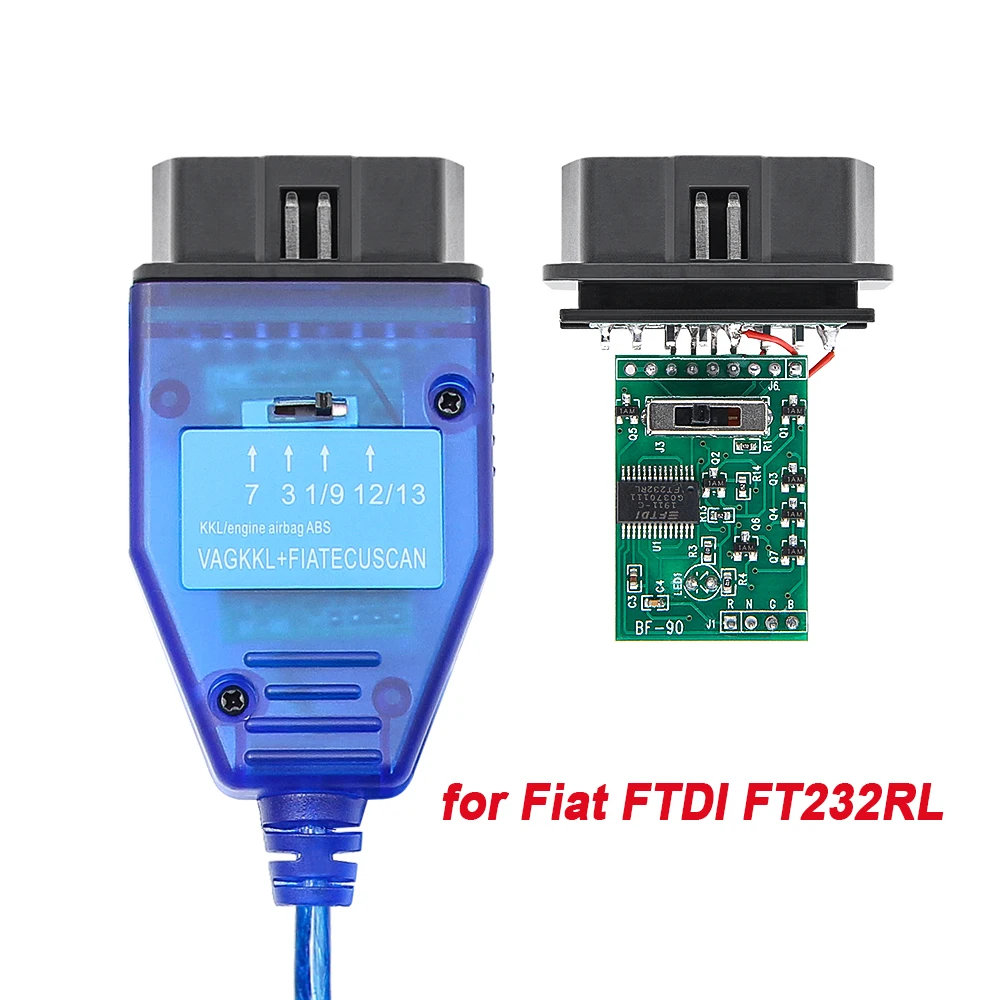 FOR Vag KKL 409 Switch FIATECUSCAN For Fiat Work For VAG-KKL 409.1 with FTDI FT232RL Chip OBD2 Interface Cable Car ECU Scanner