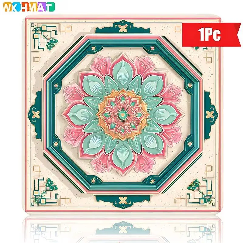 VIKAMA Blue Jungle Leopard Floral Crystal Velvet Mahjong Mat Silent Non Slip Soft Foldable Poker Domino Home Decor
