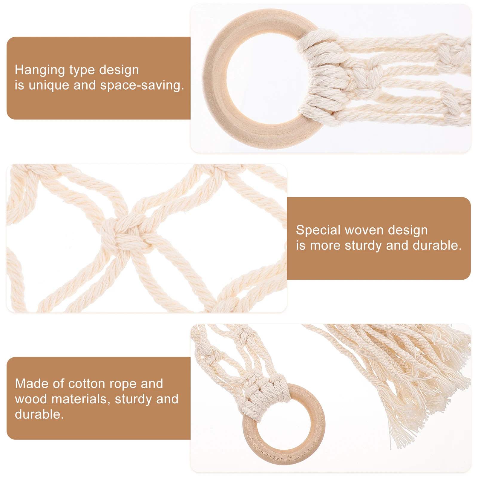 

Cotton Rope Hanging Basket Woven Baskets Produce for Kitchen Teardrop Banana Fruit Storage Vegetable Upgrade Bamboo Shopping