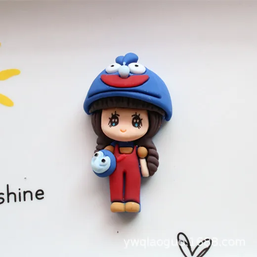 Cartoon Fridge Magnet Cute Little Girl Resin Refrigerator Magnets Lovely Princess Wearing A Hat Magnet Home Decor Accessories