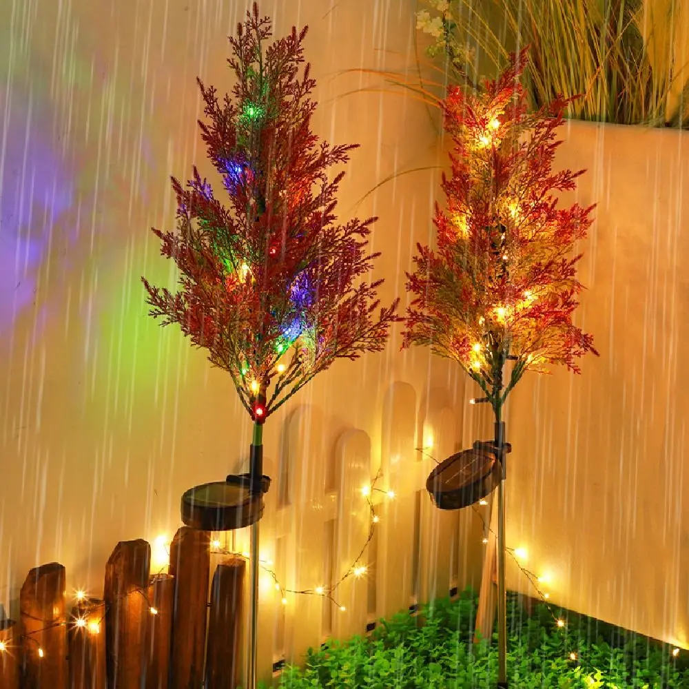 

Colorful Solar Pine Tree Lamp Waterproof Creative Christmas Garden Floor Lamp Realistic Ground Mounted Garden Solar Lights