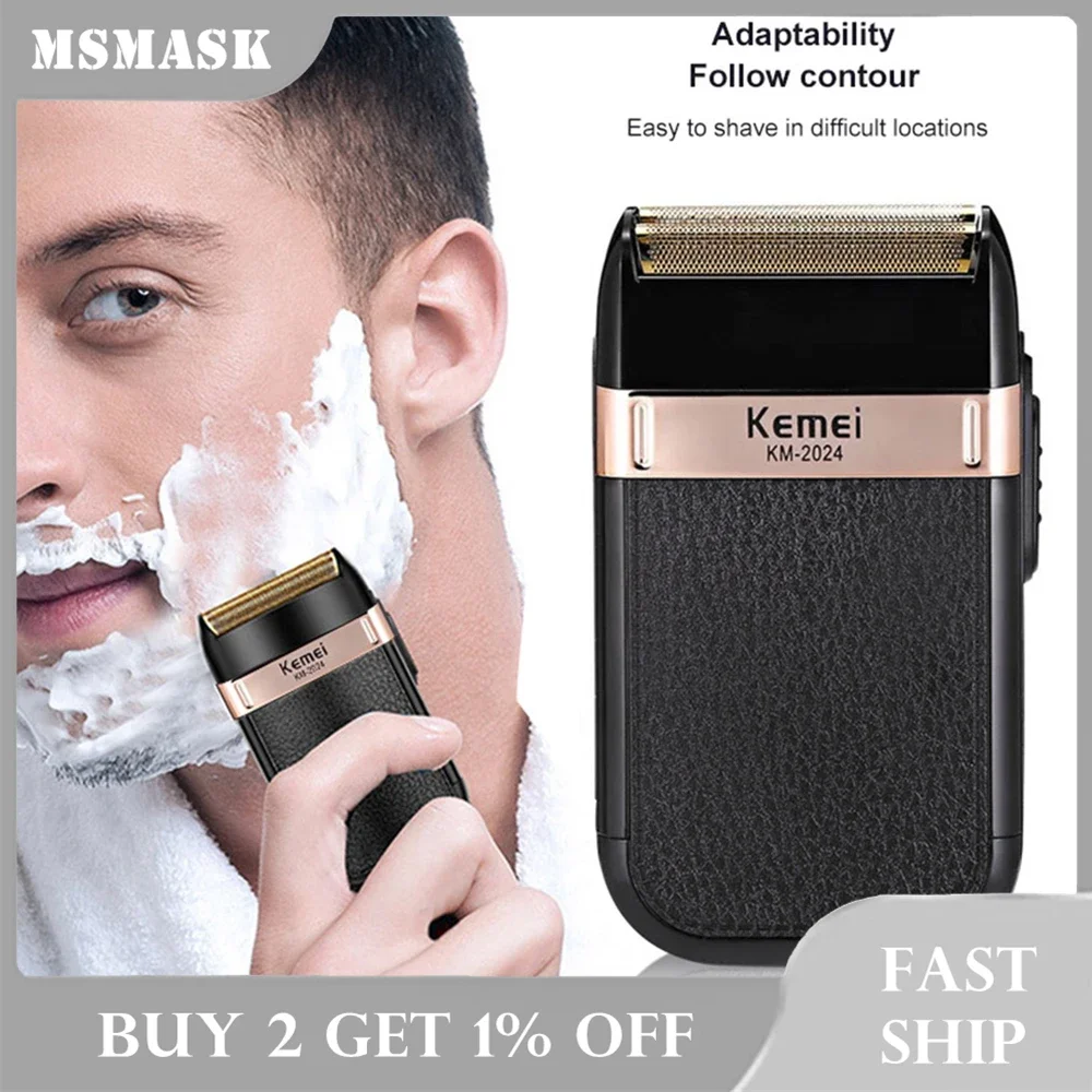 

Electric Shaver Men's Razor Beard Trimmer 3 Blades Rechargeable Hair Clipper KM-2024