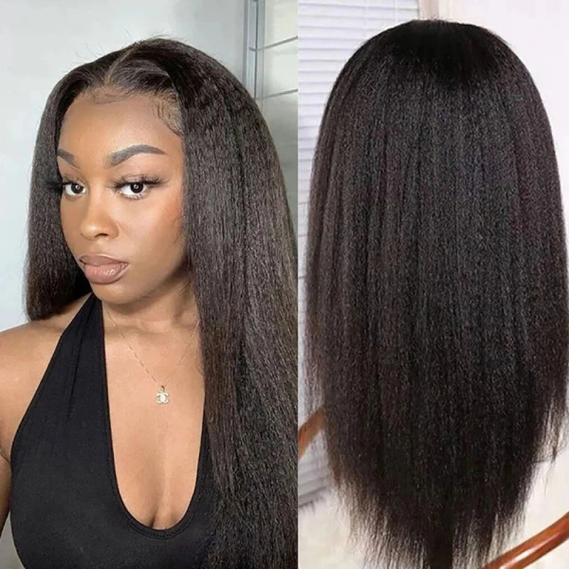 

Lace Frontal Wigs Kinky Straight Human Hair Wig Transparent Yaki Straight Lace Frontal Human Hair Wigs for Woman Human Hair