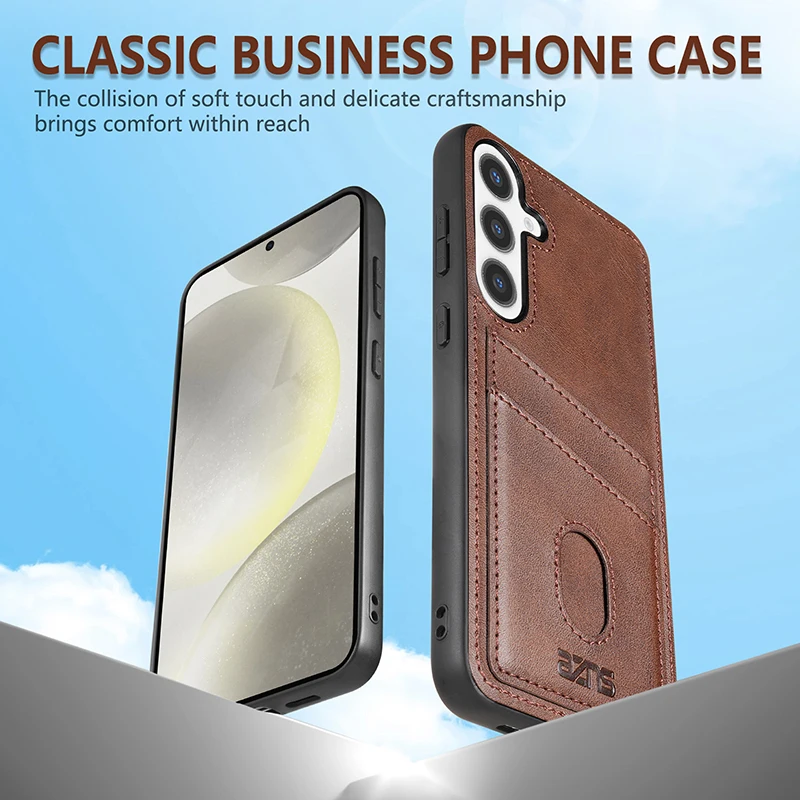 Leather+TPU card slot wallet Back Cover For Samsung Galaxy S24 Solid color Fall prevention Phone Case For Samsung S24 6.2 inch