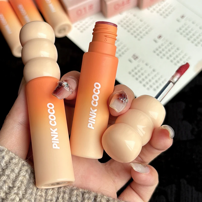 PINK COCO Sunset Galaxy Lip Glaze Matte Matte Velvet Lip Mud Low-saturation Tone Autumn and Winter Matte Lip Glaze