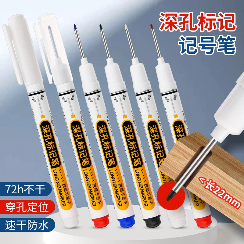 5pcs/Set White 20mm Long Head Marker Pens Alcohol Woodworking Decoration Deep Hole Pen For Writing For Deep Hole Ceramic Tile