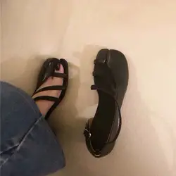 Nowy Split Toe Ninja sandały kobiety pasek z klamrą świnia stopy wysokie obcasy buty kobiety moda okrągły obcas sandalias de las mujeres