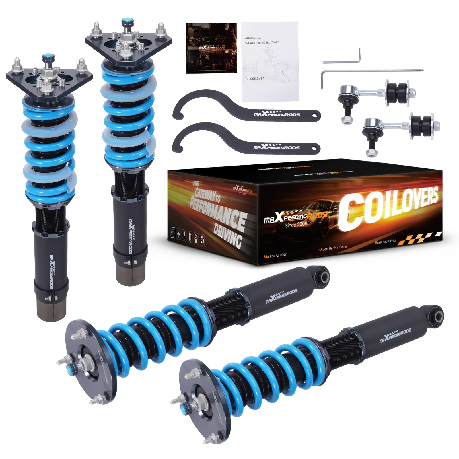 T6 Adjustable Coilover Front & Rear Absorb Shock Suspension Kit for To yota Cressida 1989-1992 twin -tube