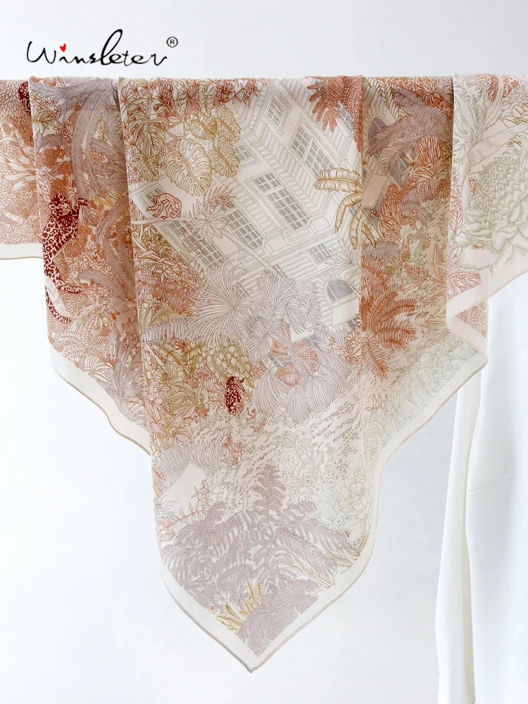 

Winsleter-Women 100%Real Silk Elegant Scarf, 68*68CM Printed, Mom Gifts Temperament Versatile Scarves, 2025 Autumn New A58941CC