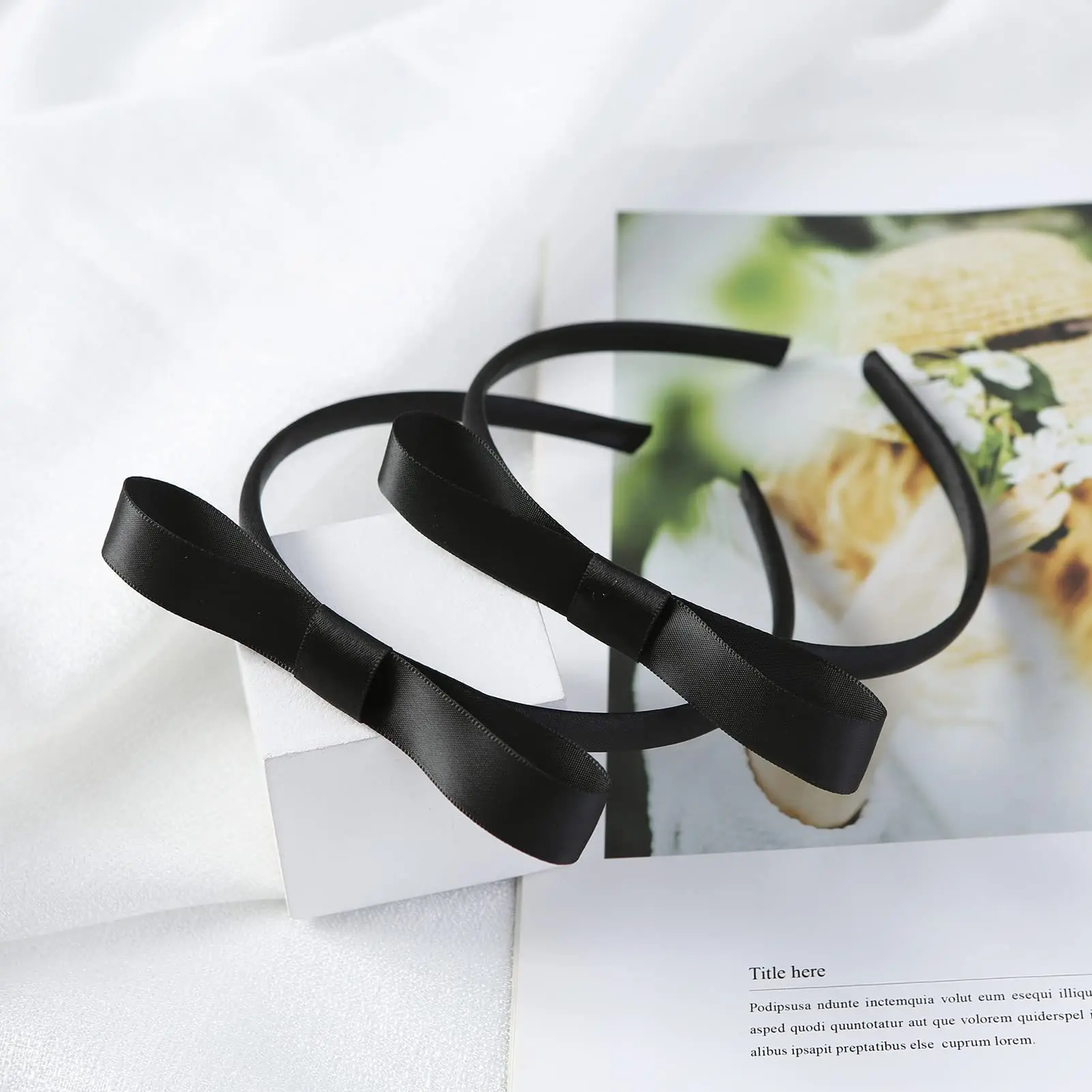 Children New Hairband Solid Color Cute Bowknot Satin Hair Accessories Black Red Fashion Hair Clips Kids Holiday Party Headwear