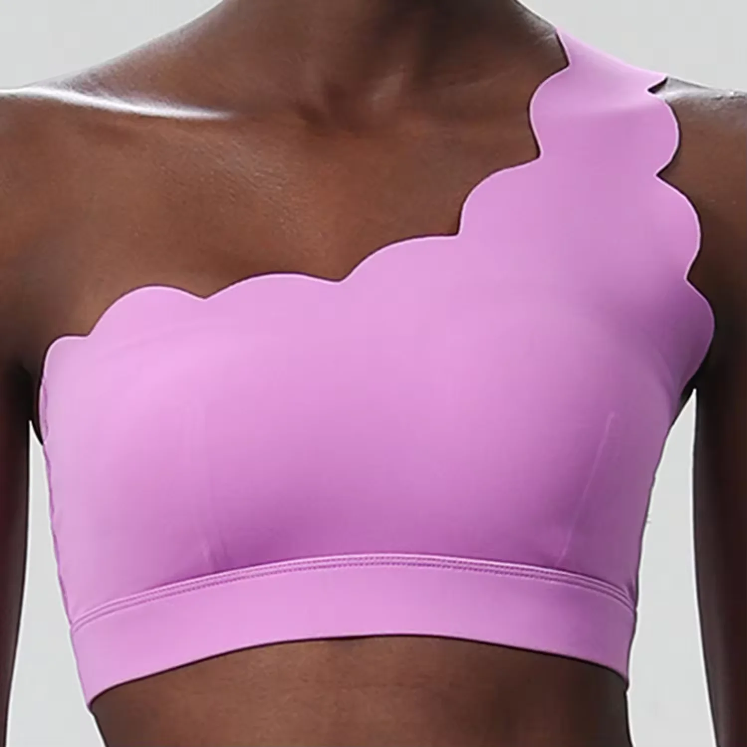 Women's Lightweight Breathable One-Shoulder Compression Running Bra Soft Fitness Yoga Wear Active Sportswear XL Size for Adults