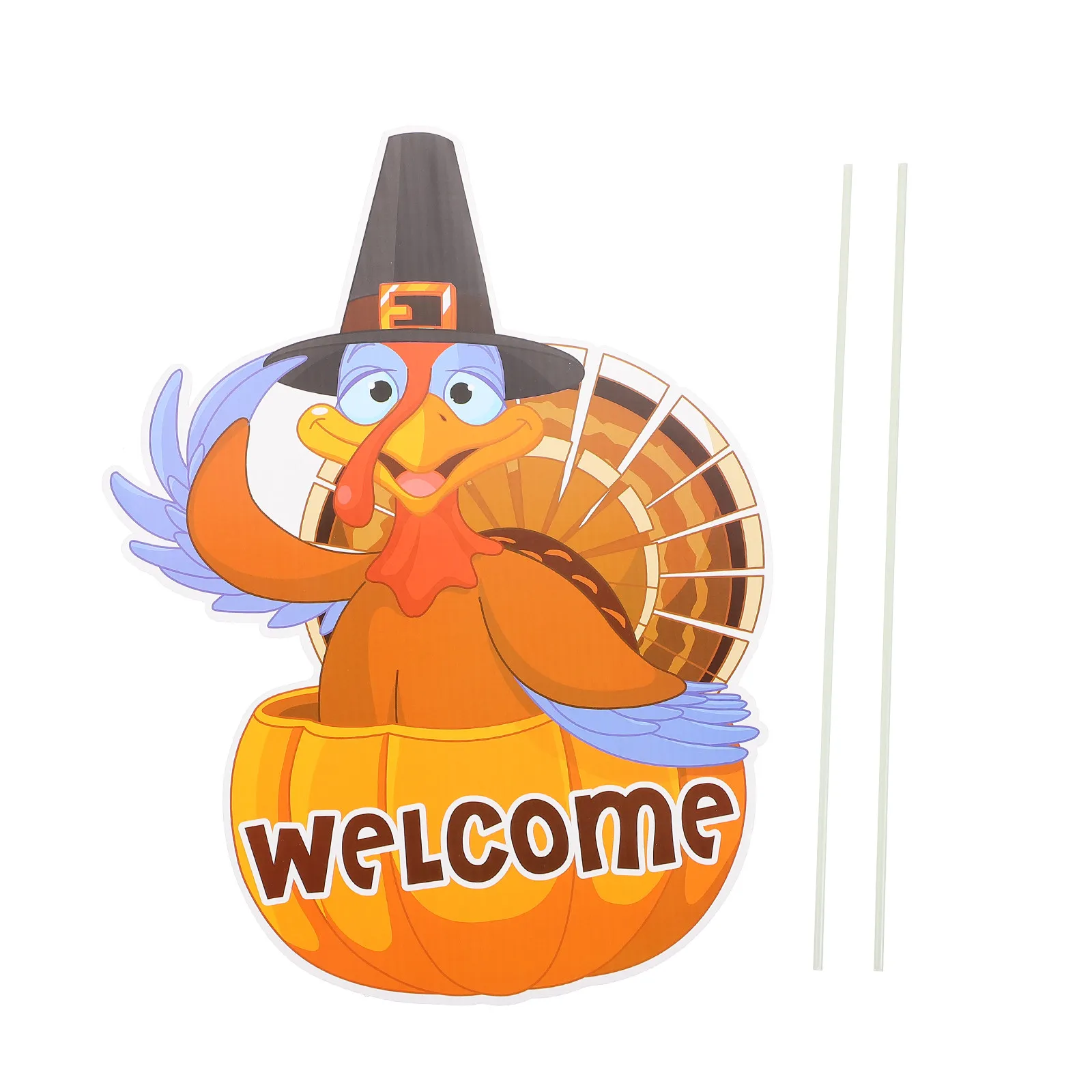 1Pcs Turkey Outdoor Insert Board Yard Sign Cartoon Thanksgiving Lawn Stakes Garden Party Decoration Lovely Yard Sign