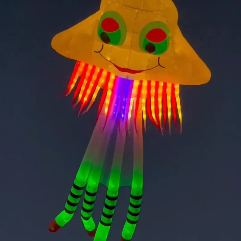 LED Jellyfish 10m 15m  show kite 40D Ripstop Nylon inflatable with rouner LED and remote control DDDZ Serena