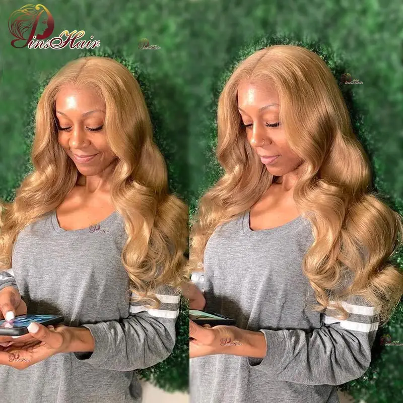 #27 Honey Blonde Lace Front Cabelo Humano Perucas Ginger Blonde Body Wave Peruca de Cabelo Humano 13X4 Transparente Lace Frontal Peruca para Mulheres