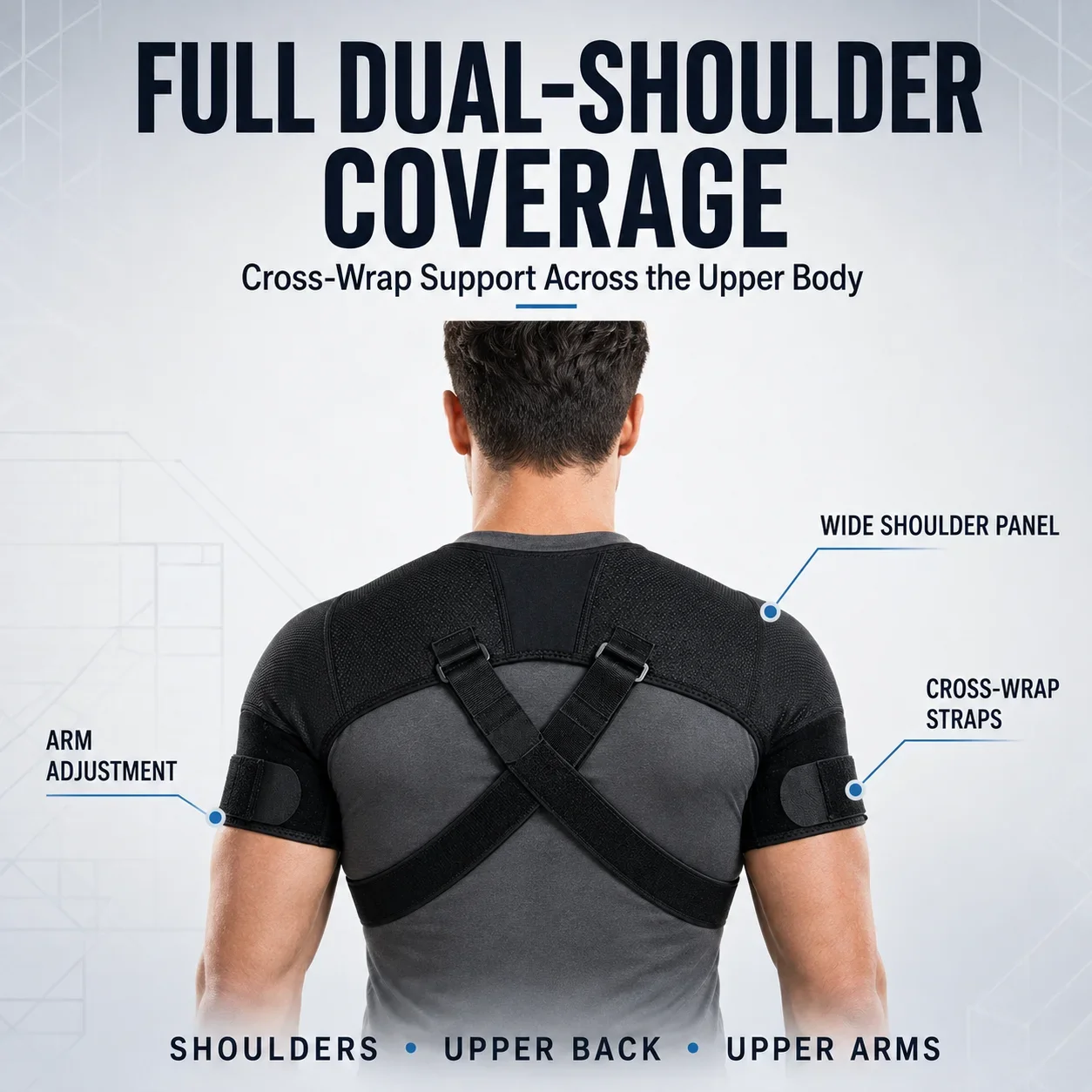 Adjustable Double Shoulder Support Brace Cross Strap Posture Corrector Breathable Back Support for Men Women Training Daily Wear