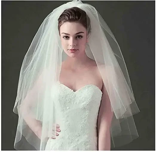 

Women’s Wedding Veil Two Tier Fingertip Veil Raw Edge Veils for wedding Soft Tulle