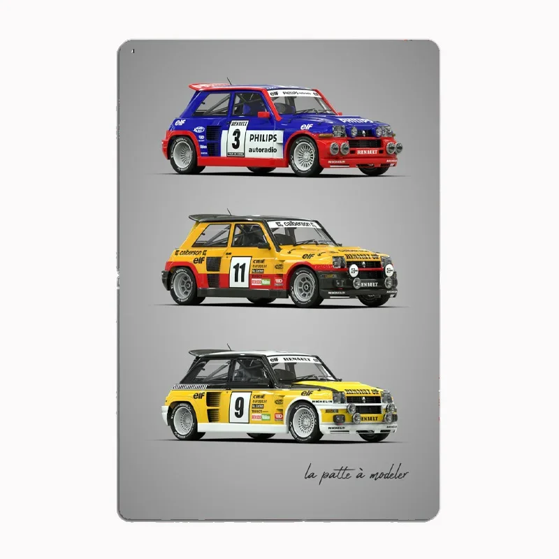 Classic Sports Rally Car Blueprints Aluminum Sign, for Club Home Bedroom Bar Room Decor, Pre-Drilled