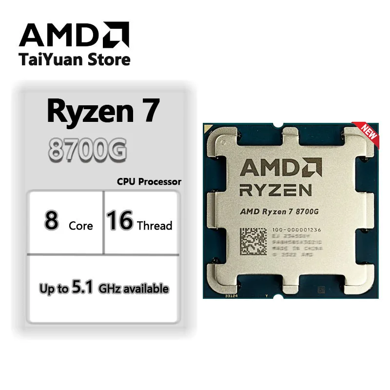 AMD Ryzen 7 8700G Ryzen 7 8000-G New Series 8-Core 4.2 GHz Socket AM5 65W AMD Radeon 780M Processor - 100-100001236