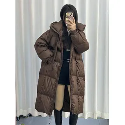 Long Women's Puffer Coat 2025 Winter Down Cotton Jacket Female Warm Parkas Coat Korean Hooded Down Coats Overcoat