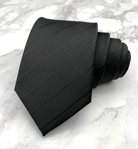 Black tie for male employees in the workplace, formal work attire for business ties, high-quality handcrafted tie with a width o