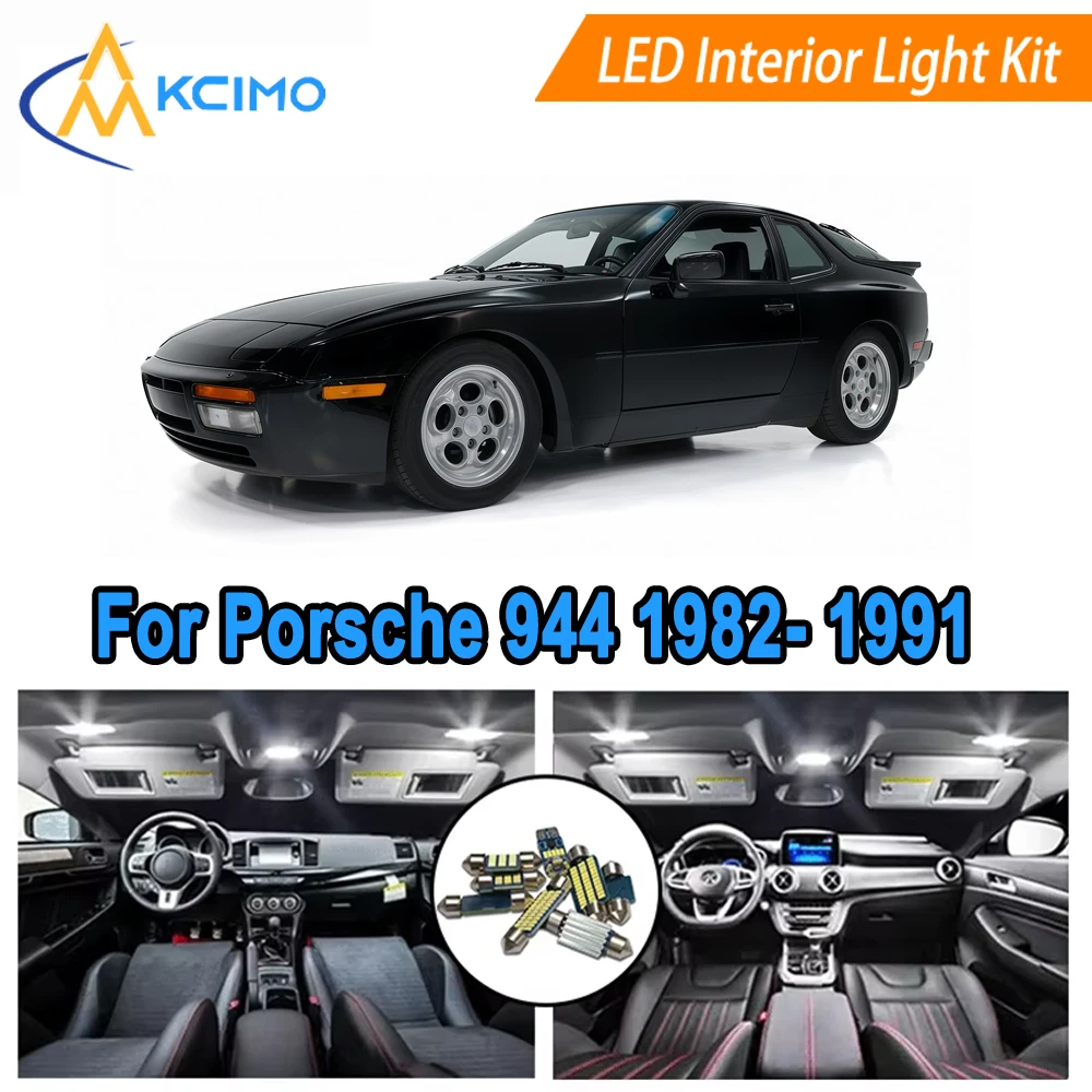 

LED Interior Lights For Porsche 944 1982-1991 6000K Cool Map Dome Reading Door Lights​ White/Blue Interior Bulbs Kit