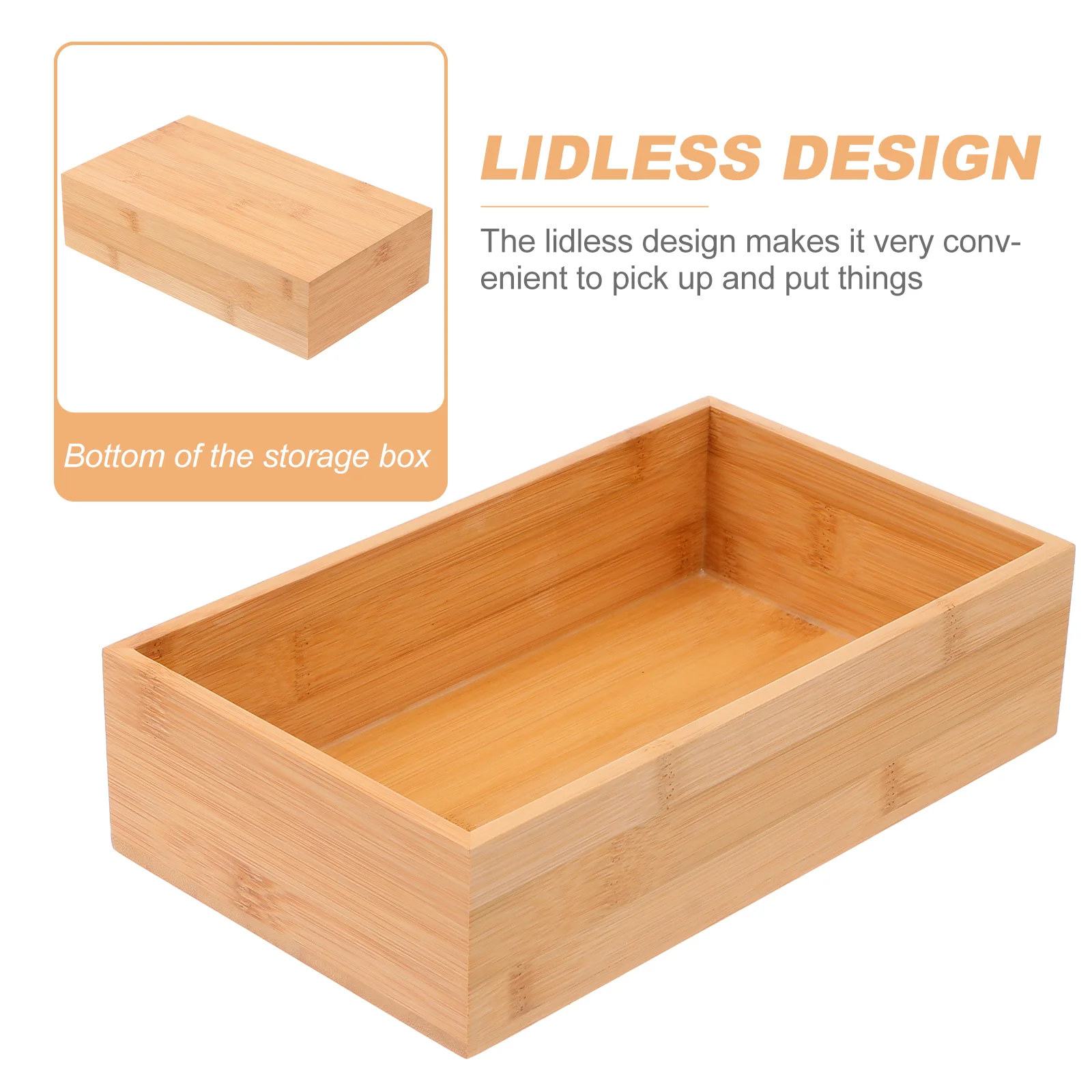 Bamboo Storage Box Living Room Decoration Crate Silverware Items-receiving Desktop Wood Office